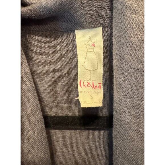 Chalet Womens Drape Front Oversized Lagenlook Sleeveless Tunic Top S Gray Linen - Picture 2 of 6